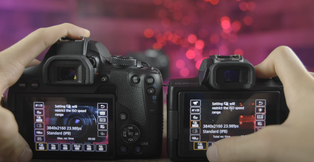 Rear view of two black cameras revealing the side of the touchscreen