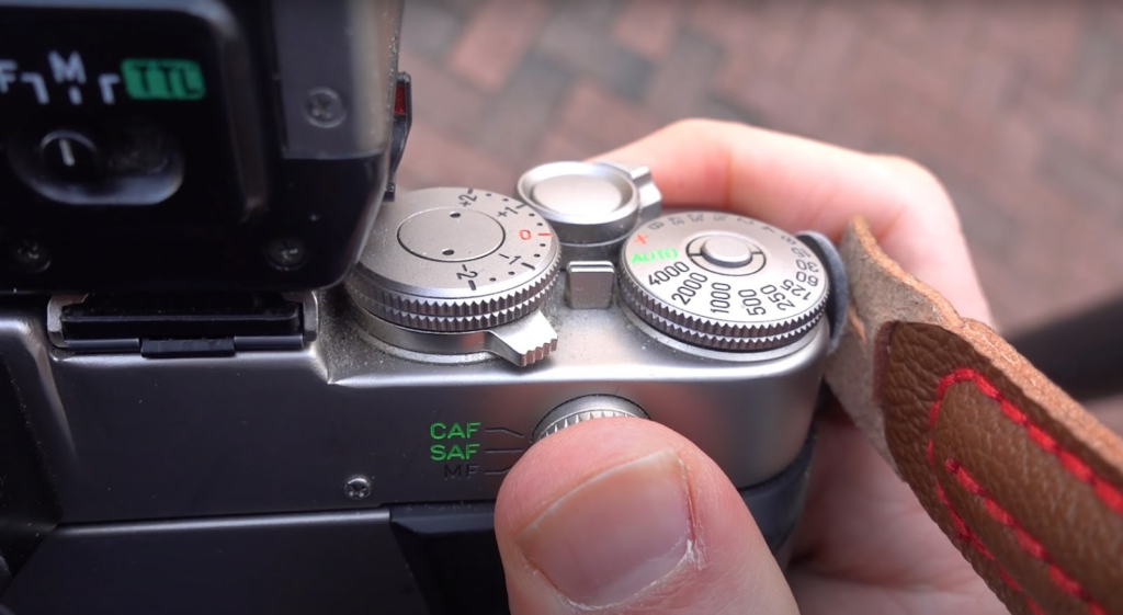 the right side of the Contax G series camera showcasing the settings